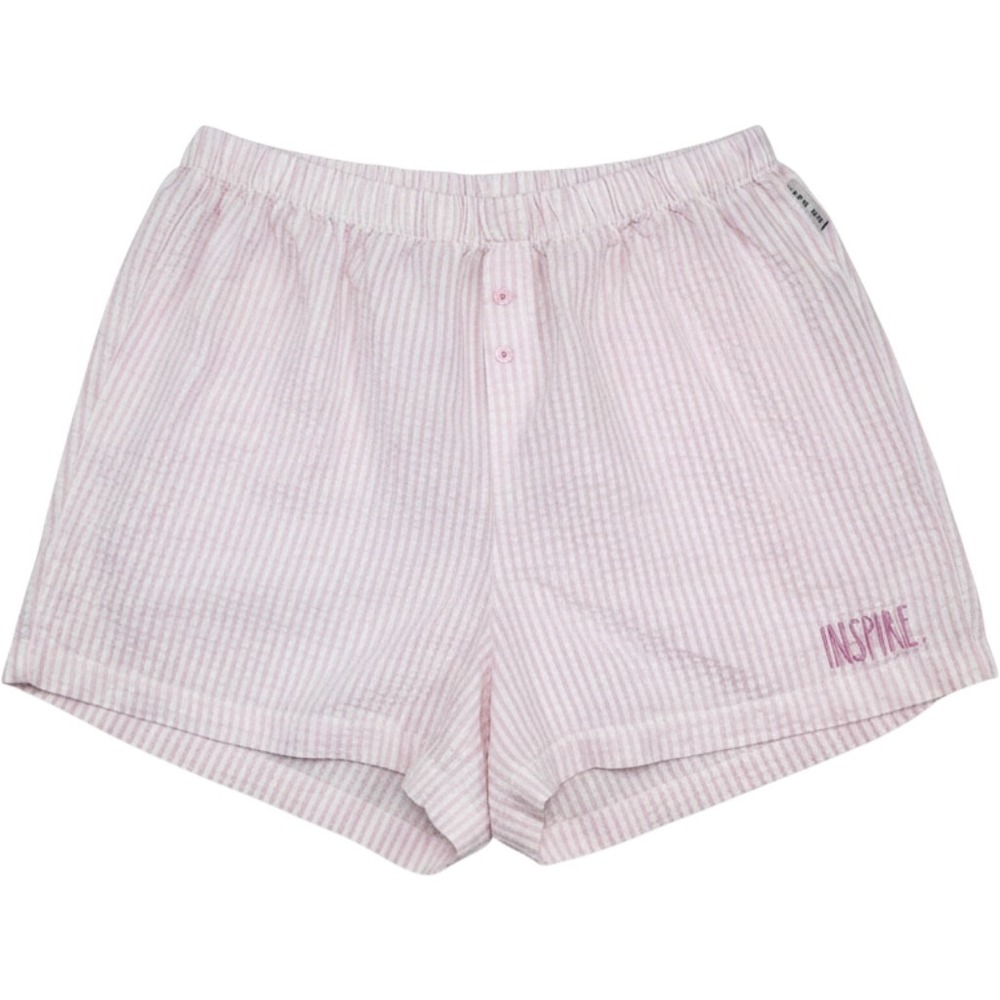 Rae Dunn Pink White Seersucker Pajama Shorts Inspire Medium Pockets Lounge Sleep